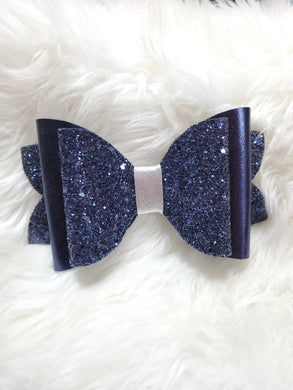 Navy Sparkle Vinyl Hair Bow