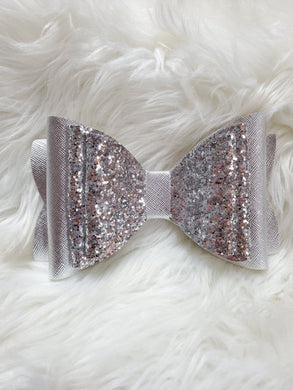 Silver Sparkle Vinyl Hair Bow