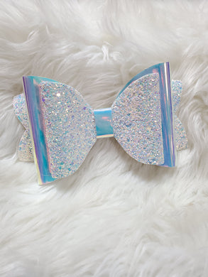 White Sparkle Vinyl Hair Bow