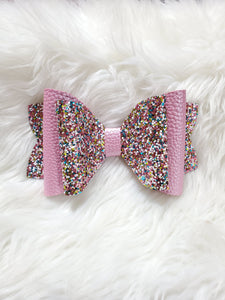 Pink Confetti Vinyl Hair Bow