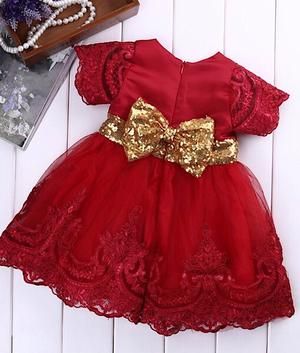 Red and Gold Lace Dress