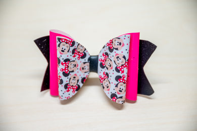 Neon Pink Minnie Bow
